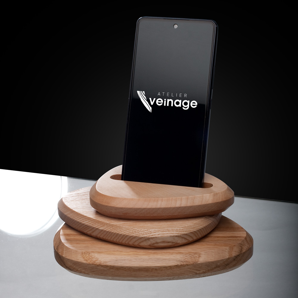 Support de téléphone en bois Design SMART-CAIRN02 - 3 galets